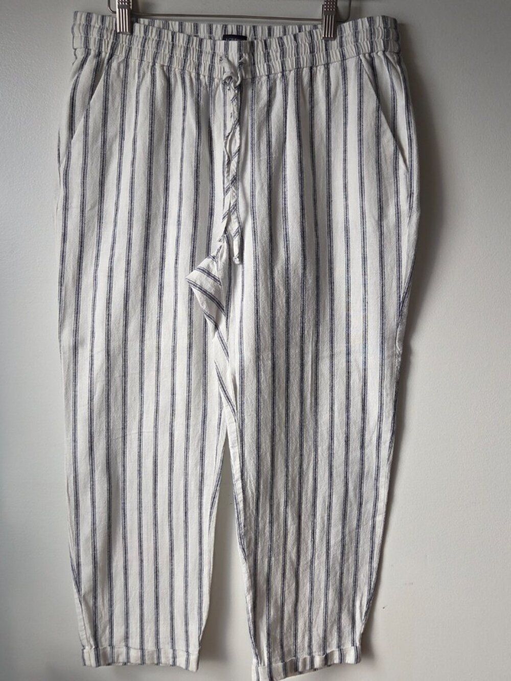 EUC J CREW STRIPED LINEN COTTON BLEND PANTS SIZE 12 / L